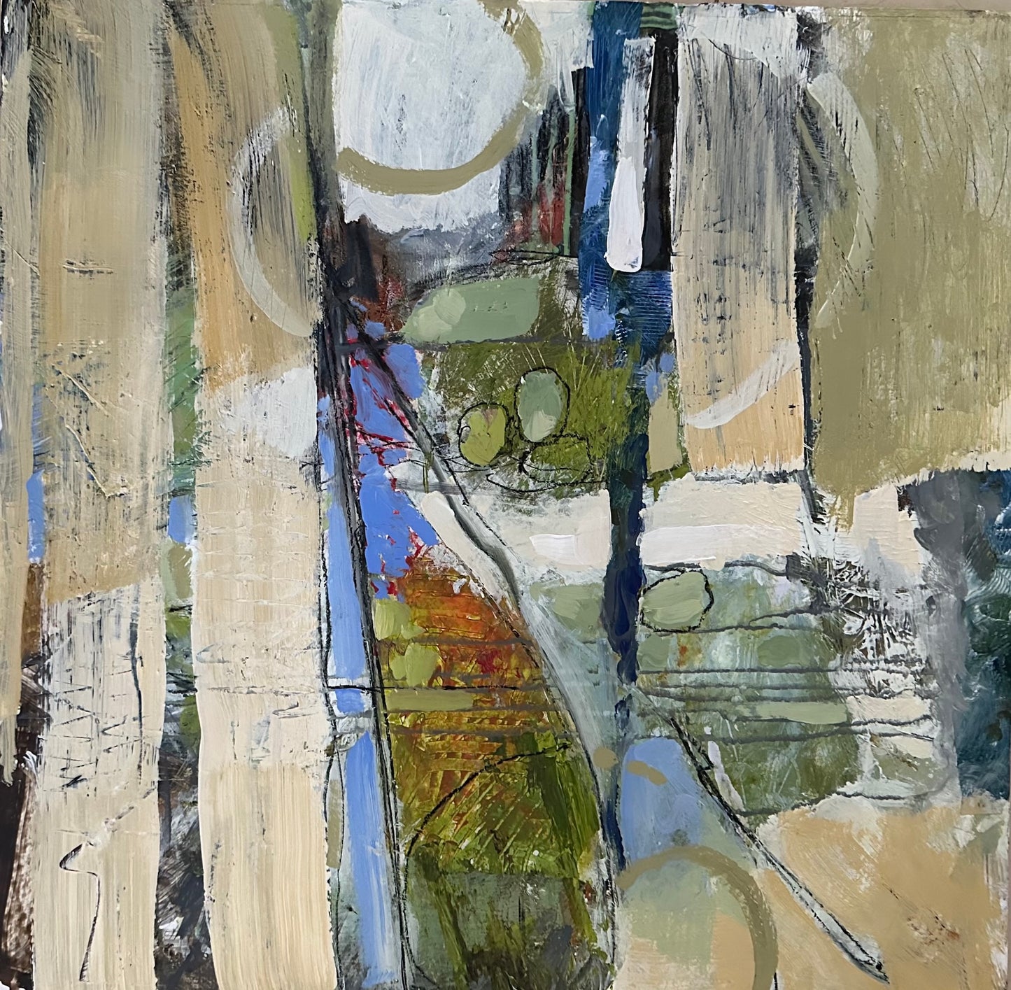 Abstract art with a mix of colors and textures